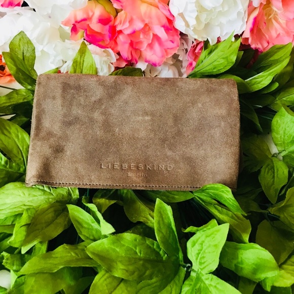 Liebeskind Handbags - Liebeskind Berlin Washed Suede Clutch in Taupe